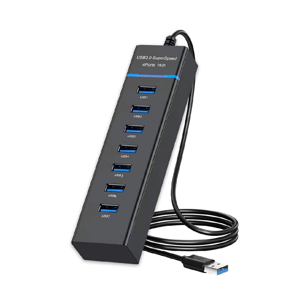 Hub USB 3.0, répartiteur de données USB 7 ports pour ordinateur portable, PC, MacBook, Mac Pro, Mac Mini, iMac, Surface Pro et autres appareils USB 1,8 m
